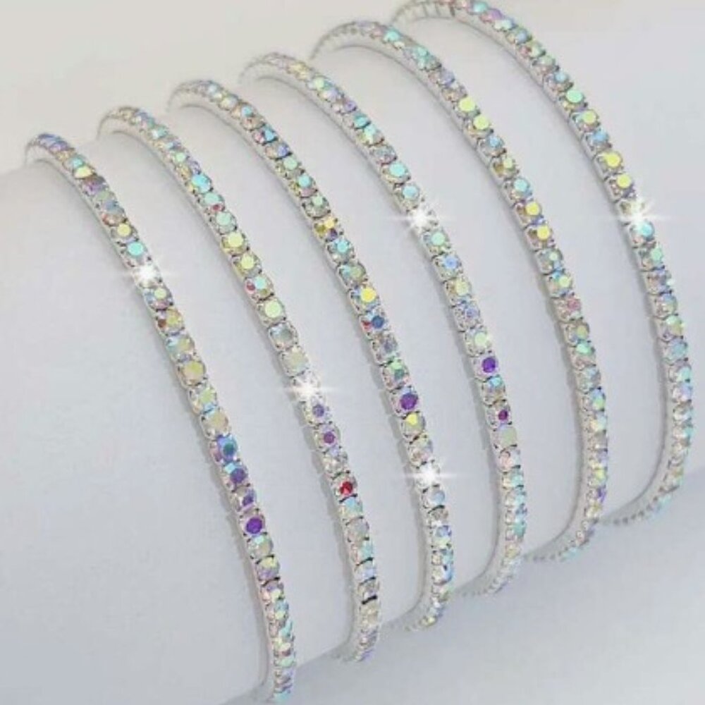 Iridescent dainty rhinestone bracelets set of 6 brand new with tags NWT
